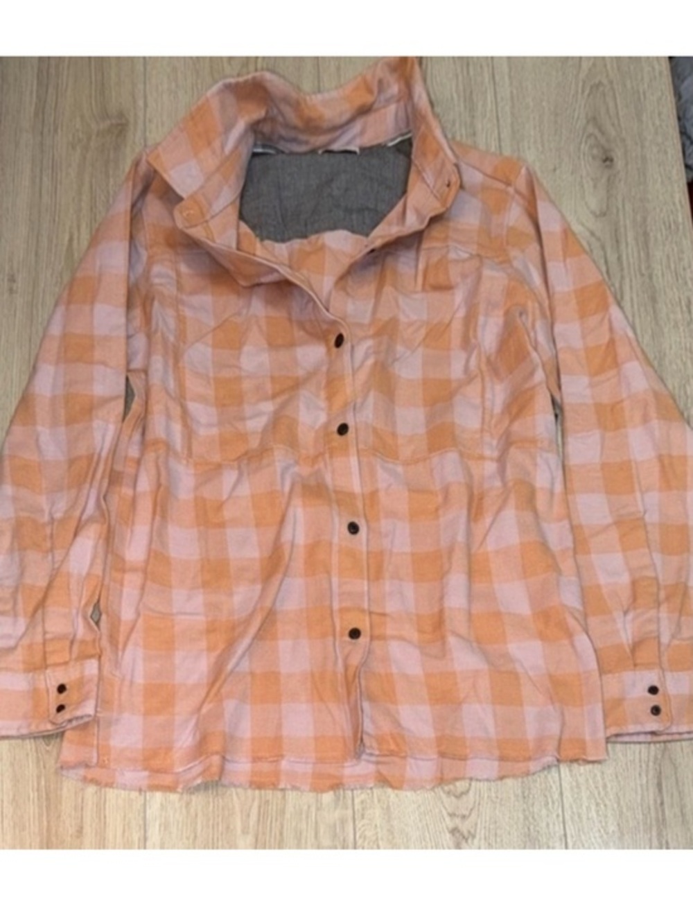 Hurley Orange Plaid Button-Front shirt button down top